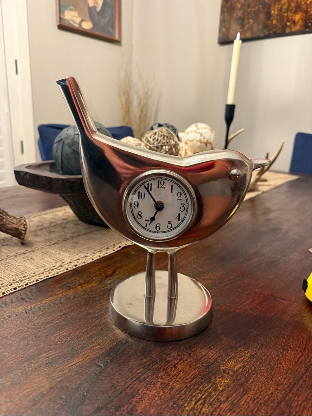 Silver Bird Table Clock - Decorative Home Wall Decor